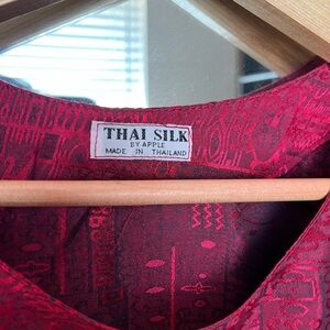 Thai Silk Red Patterned Top with matching wrap skirt
